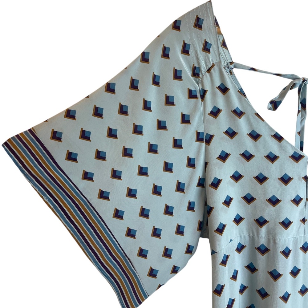 Bel Air Women's Silk Boho Graphic Print Kaftan Maxi Dress Sz. T2 - Picture 7 of 10